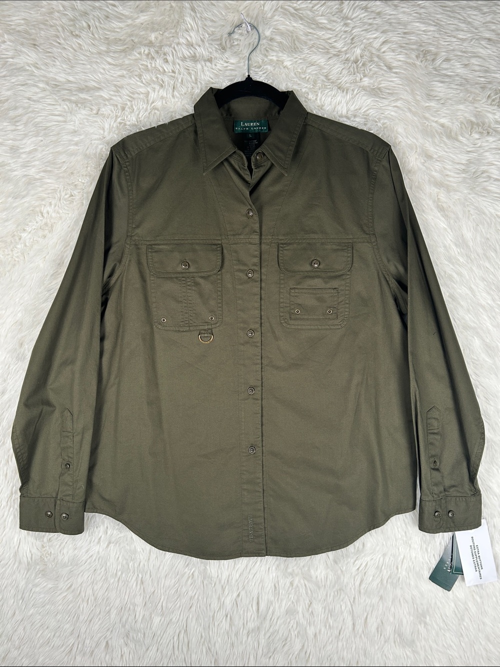 Lauren Ralph Lauren Olive Utility Button-Down Shirt